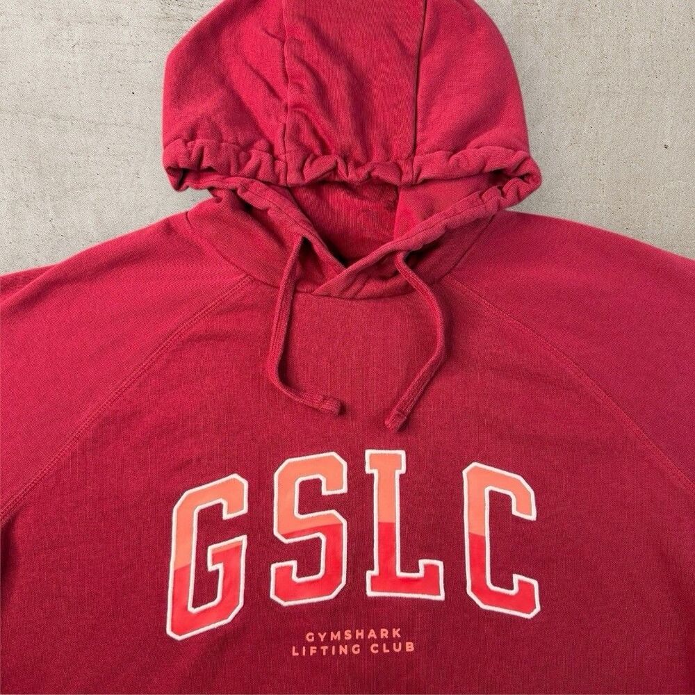 Gymshark Lifting Club Red Hoodie Mens Small Spell Out Fleece Logo Gym GSLC Y2K